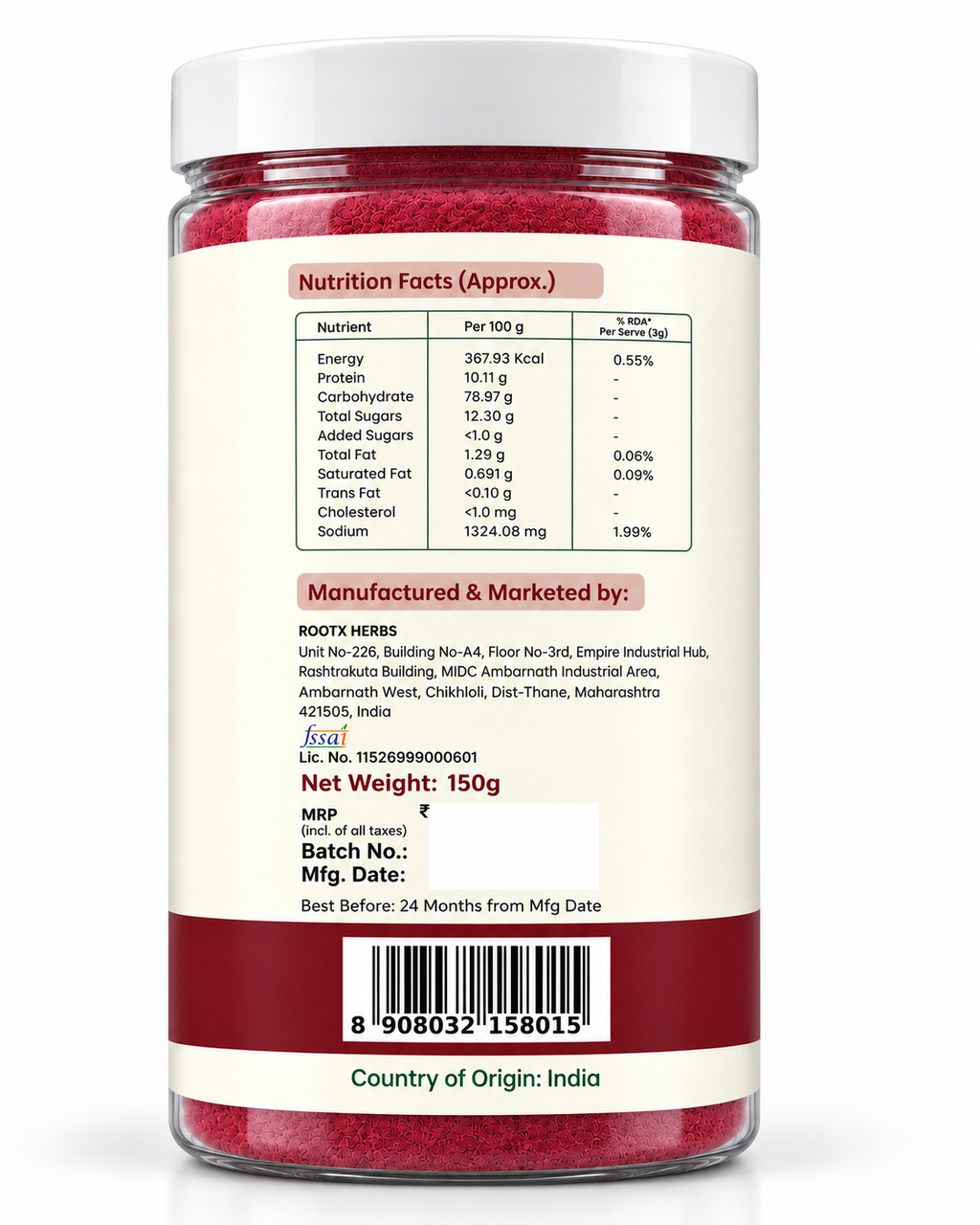 Beetroot Powder | Pure Chukandar Superfood for Drinks & Smoothies (150g)