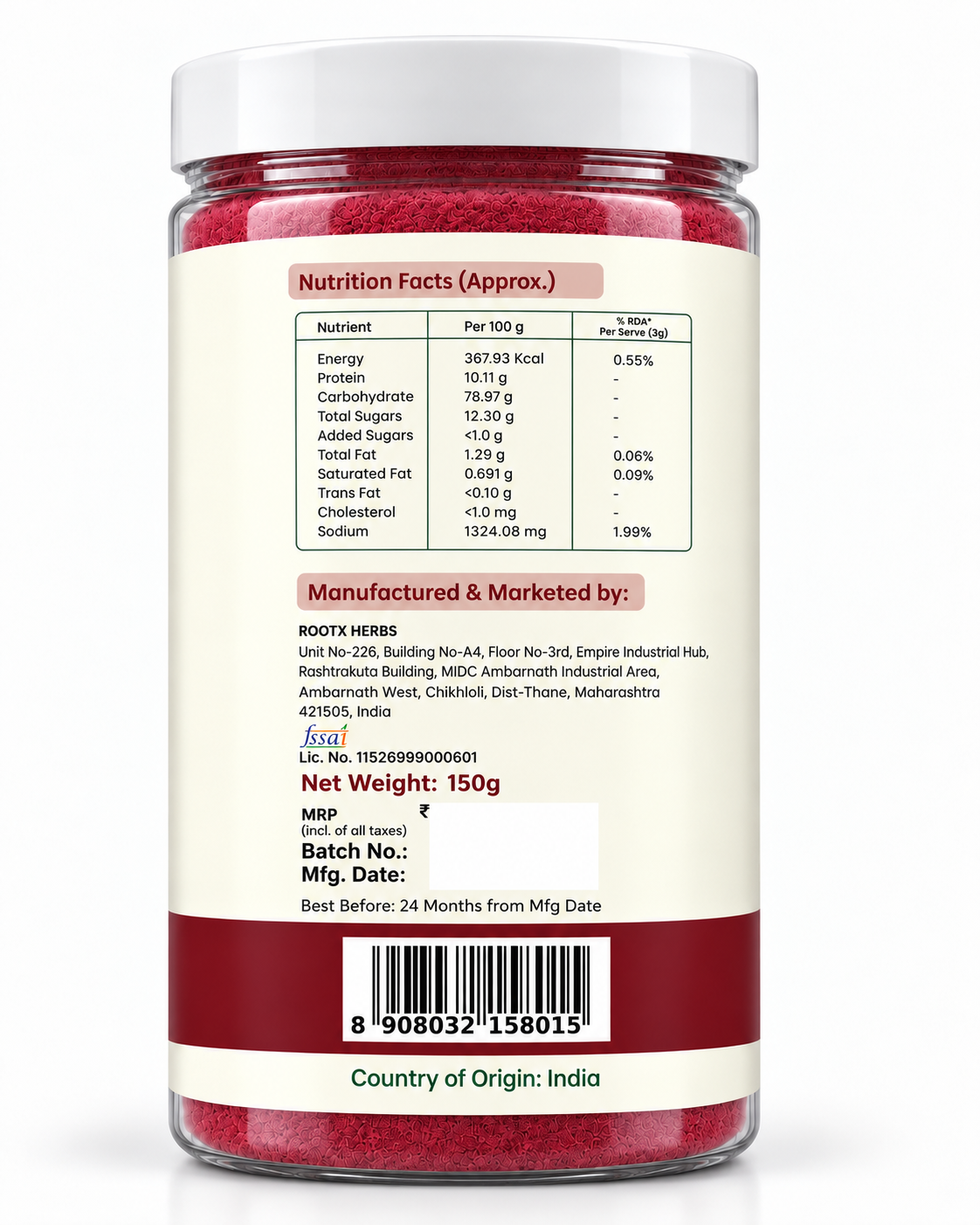 Beetroot Powder | Pure Chukandar Superfood for Drinks & Smoothies (150g)