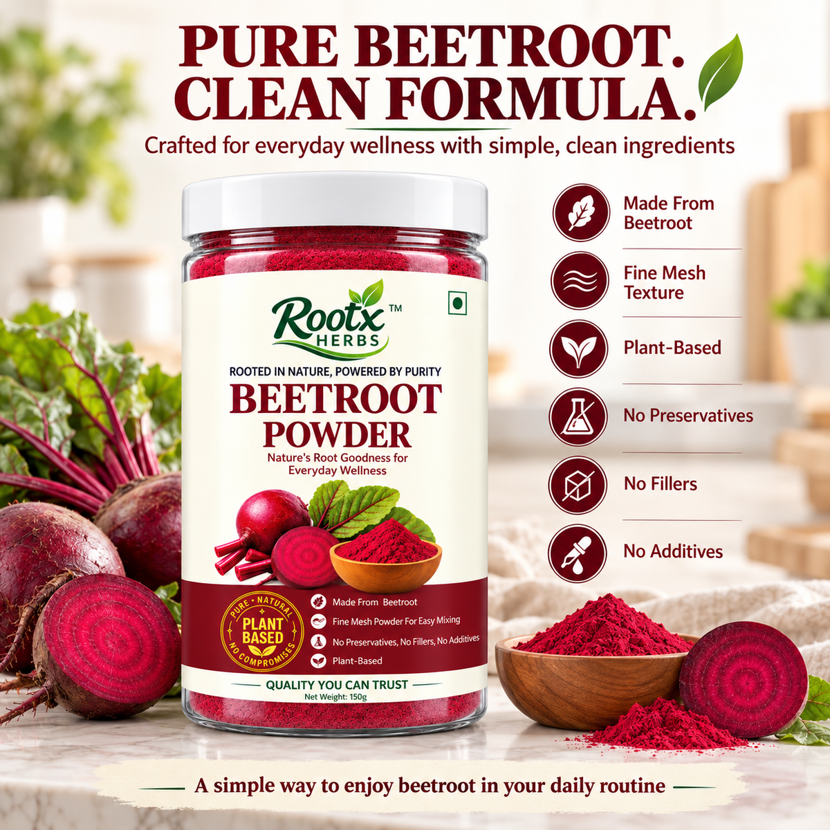 Beetroot Powder | Pure Chukandar Superfood for Drinks & Smoothies (150g)