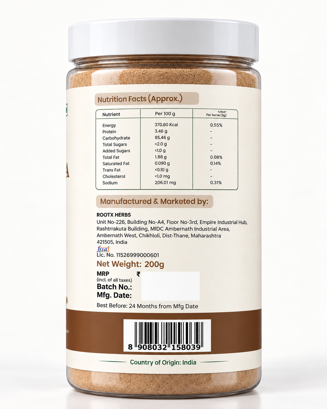 Ashwagandha Root Powder | Pure Withania Somnifera Herbal Churna (200g)