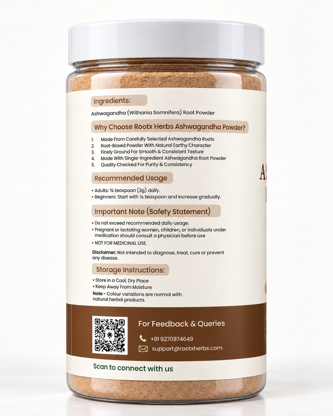 Ashwagandha Root Powder | Pure Withania Somnifera Herbal Churna (200g)